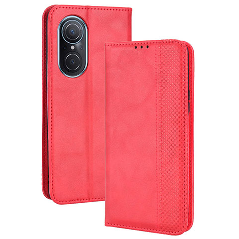 Custodia Portafoglio In Pelle Cover con Supporto BY4 per Huawei Nova 9 SE Rosso