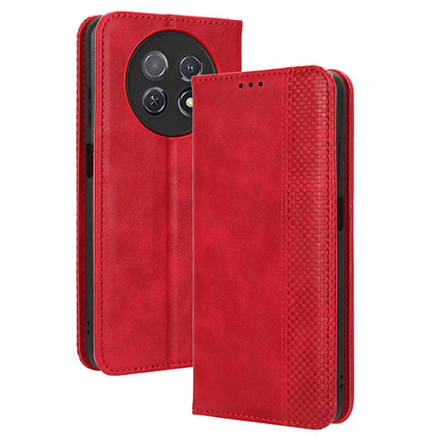 Custodia Portafoglio In Pelle Cover con Supporto BY4 per Huawei Nova Y91 Rosso