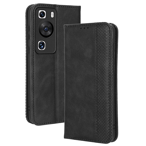 Custodia Portafoglio In Pelle Cover con Supporto BY4 per Huawei P60 Nero