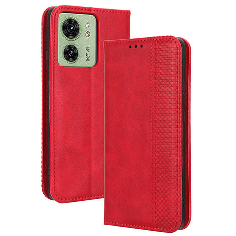 Custodia Portafoglio In Pelle Cover con Supporto BY4 per Motorola Moto Edge (2023) 5G Rosso