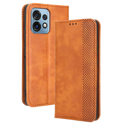 Custodia Portafoglio In Pelle Cover con Supporto BY4 per Motorola Moto Edge Plus (2023) 5G Marrone