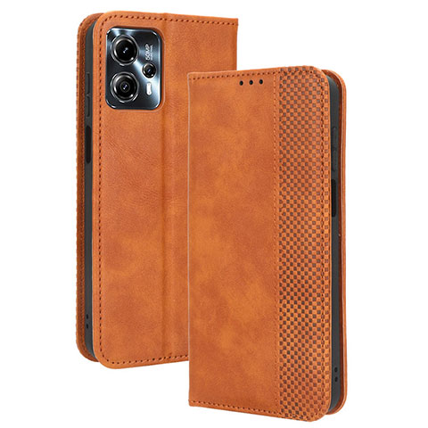 Custodia Portafoglio In Pelle Cover con Supporto BY4 per Motorola Moto G23 Marrone