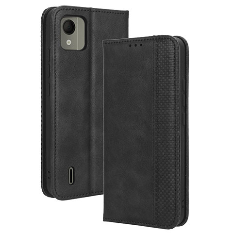 Custodia Portafoglio In Pelle Cover con Supporto BY4 per Nokia C110 Nero