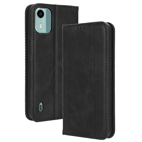 Custodia Portafoglio In Pelle Cover con Supporto BY4 per Nokia C12 Pro Nero