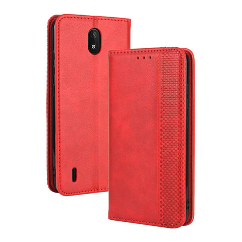 Custodia Portafoglio In Pelle Cover con Supporto BY4 per Nokia C2 Rosso