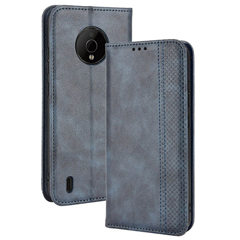 Custodia Portafoglio In Pelle Cover con Supporto BY4 per Nokia C200 Blu