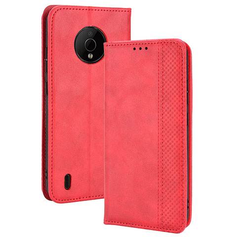 Custodia Portafoglio In Pelle Cover con Supporto BY4 per Nokia C200 Rosso