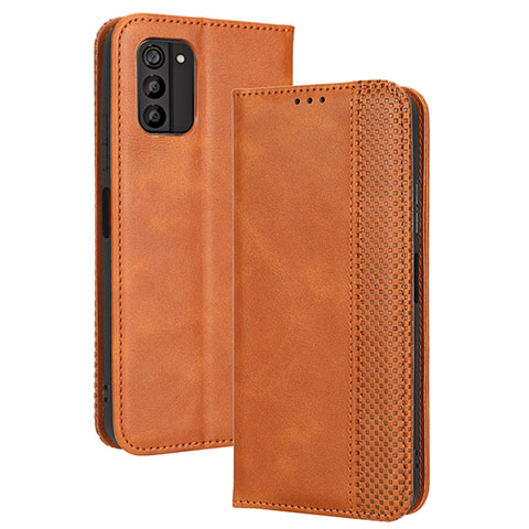 Custodia Portafoglio In Pelle Cover con Supporto BY4 per Nokia G100 Marrone