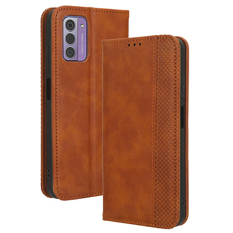 Custodia Portafoglio In Pelle Cover con Supporto BY4 per Nokia G42 5G Marrone