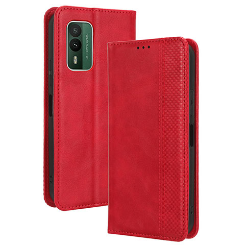 Custodia Portafoglio In Pelle Cover con Supporto BY4 per Nokia XR21 Rosso