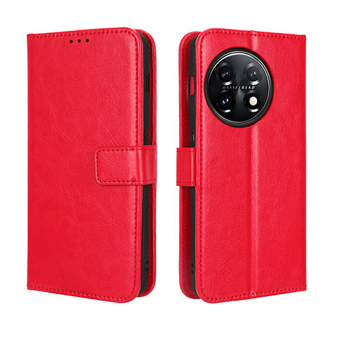 Custodia Portafoglio In Pelle Cover con Supporto BY4 per OnePlus 11R 5G Rosso