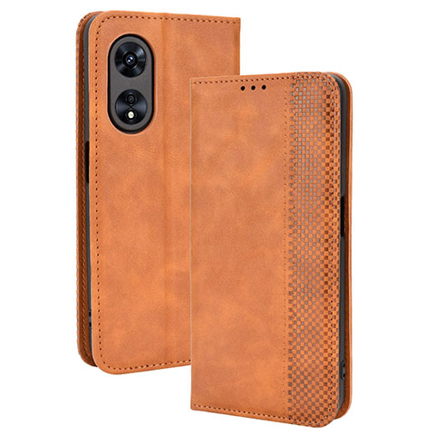 Custodia Portafoglio In Pelle Cover con Supporto BY4 per Oppo A1 Pro 5G Marrone