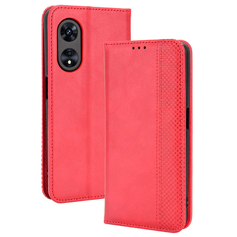 Custodia Portafoglio In Pelle Cover con Supporto BY4 per Oppo A1 Pro 5G Rosso