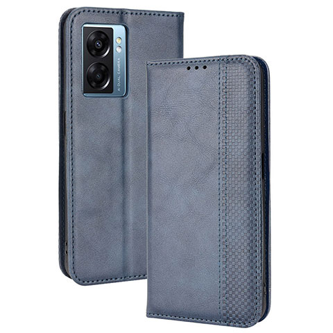 Custodia Portafoglio In Pelle Cover con Supporto BY4 per Oppo A57 5G Blu