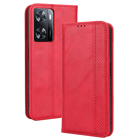 Custodia Portafoglio In Pelle Cover con Supporto BY4 per Oppo A57e Rosso