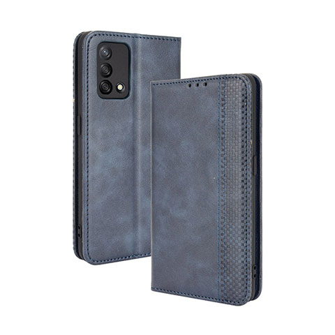 Custodia Portafoglio In Pelle Cover con Supporto BY4 per Oppo A74 4G Blu