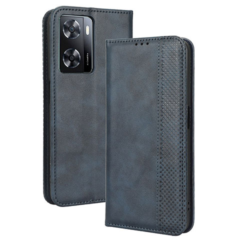 Custodia Portafoglio In Pelle Cover con Supporto BY4 per Oppo A77 4G Blu