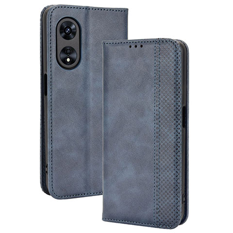 Custodia Portafoglio In Pelle Cover con Supporto BY4 per Oppo A78 4G Blu