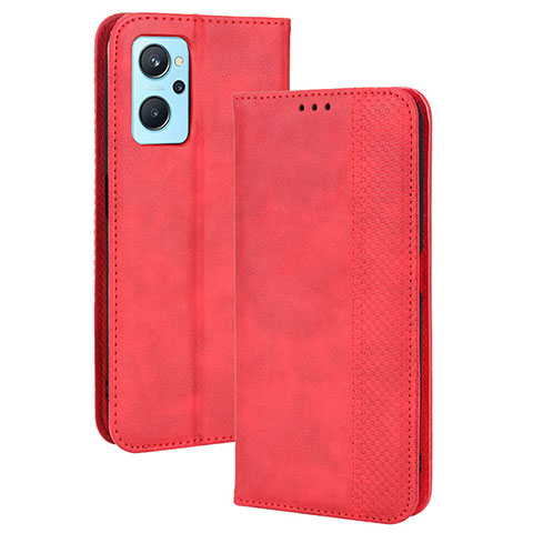 Custodia Portafoglio In Pelle Cover con Supporto BY4 per Oppo A96 4G Rosso