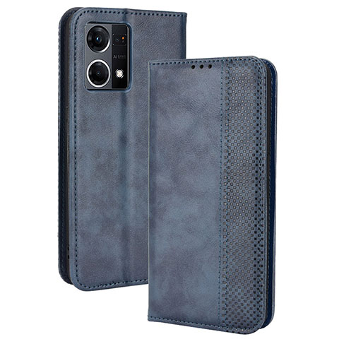 Custodia Portafoglio In Pelle Cover con Supporto BY4 per Oppo F21 Pro 4G Blu