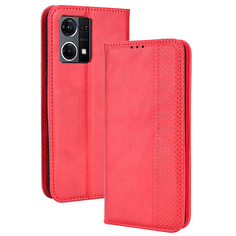 Custodia Portafoglio In Pelle Cover con Supporto BY4 per Oppo F21s Pro 4G Rosso