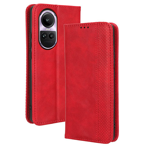 Custodia Portafoglio In Pelle Cover con Supporto BY4 per Oppo Reno10 5G Rosso