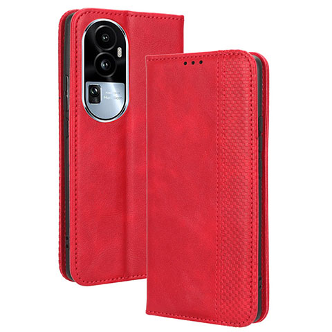 Custodia Portafoglio In Pelle Cover con Supporto BY4 per Oppo Reno10 Pro+ Plus 5G Rosso