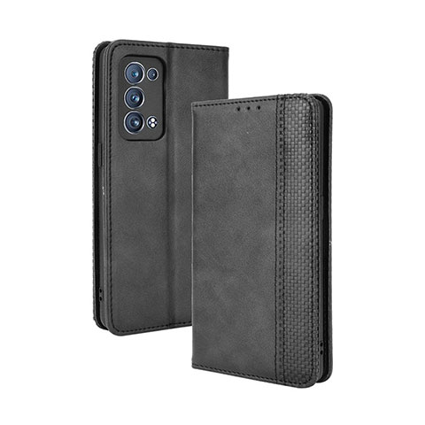 Custodia Portafoglio In Pelle Cover con Supporto BY4 per Oppo Reno6 Pro 5G Nero