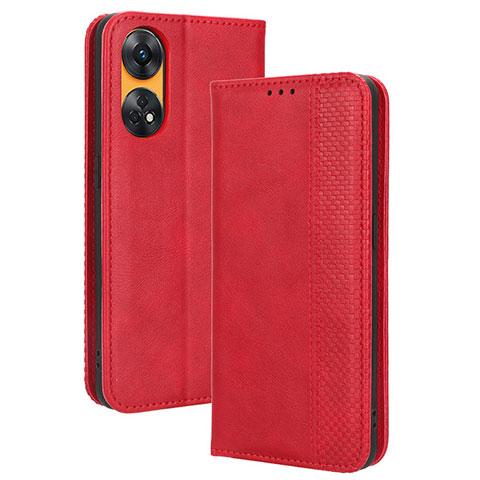 Custodia Portafoglio In Pelle Cover con Supporto BY4 per Oppo Reno8 T 4G Rosso