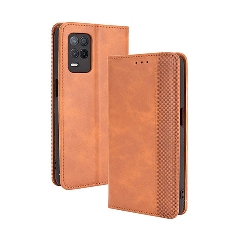 Custodia Portafoglio In Pelle Cover con Supporto BY4 per Realme 8s 5G Marrone