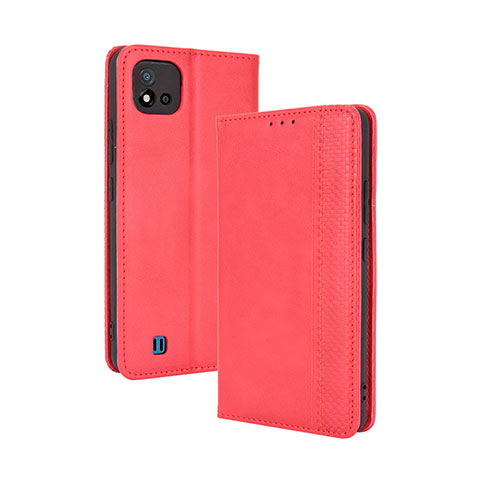 Custodia Portafoglio In Pelle Cover con Supporto BY4 per Realme C11 (2021) Rosso