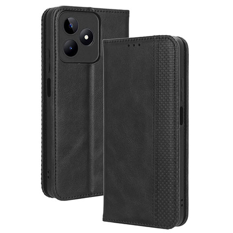 Custodia Portafoglio In Pelle Cover con Supporto BY4 per Realme C53 India Nero