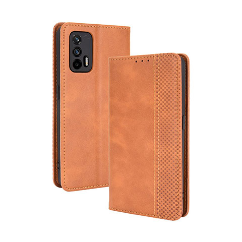 Custodia Portafoglio In Pelle Cover con Supporto BY4 per Realme GT 5G Marrone