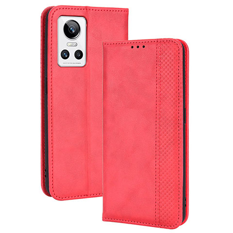 Custodia Portafoglio In Pelle Cover con Supporto BY4 per Realme GT Neo3 5G Rosso