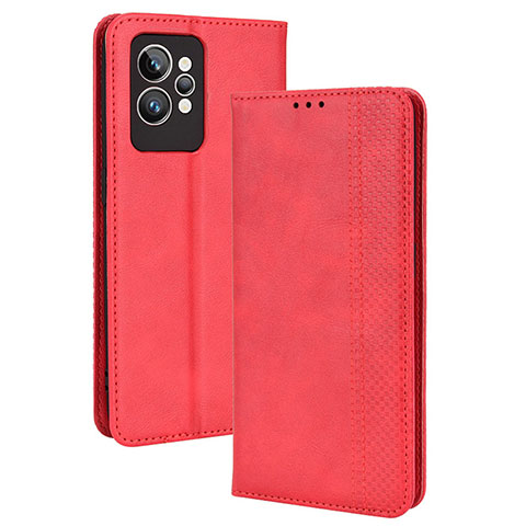 Custodia Portafoglio In Pelle Cover con Supporto BY4 per Realme GT2 Pro 5G Rosso