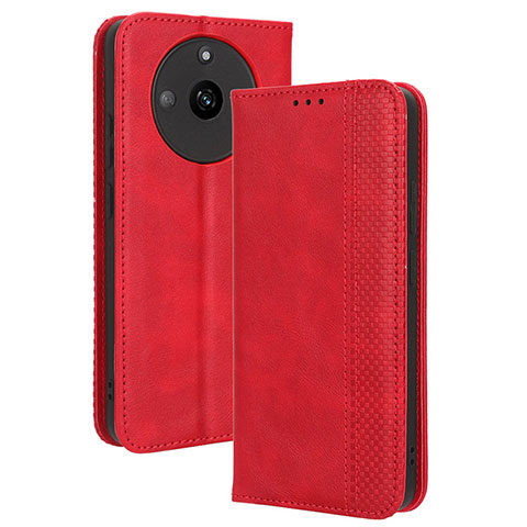 Custodia Portafoglio In Pelle Cover con Supporto BY4 per Realme Narzo 60 5G Rosso