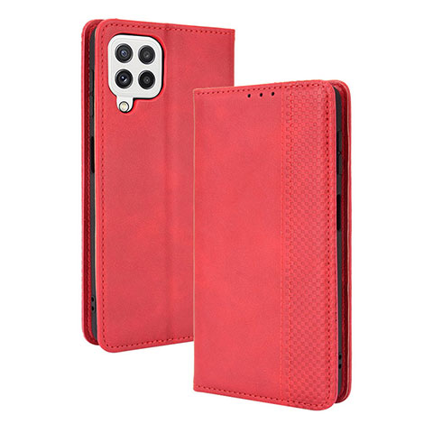 Custodia Portafoglio In Pelle Cover con Supporto BY4 per Samsung Galaxy A22 4G Rosso