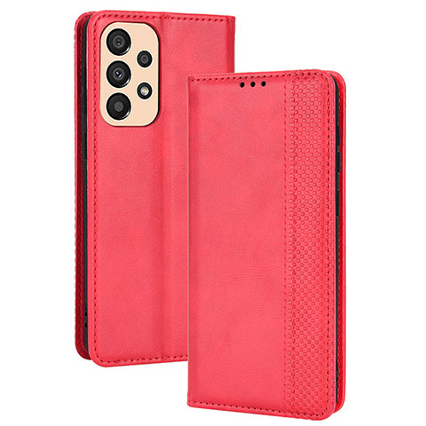 Custodia Portafoglio In Pelle Cover con Supporto BY4 per Samsung Galaxy A23 4G Rosso