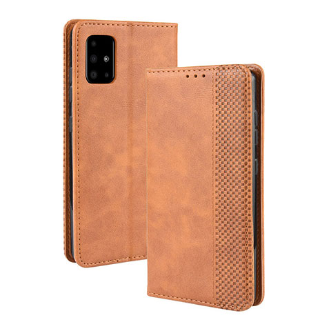 Custodia Portafoglio In Pelle Cover con Supporto BY4 per Samsung Galaxy A51 4G Marrone