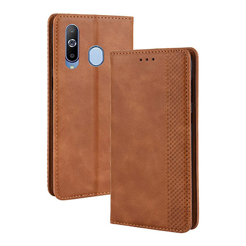 Custodia Portafoglio In Pelle Cover con Supporto BY4 per Samsung Galaxy A60 Marrone