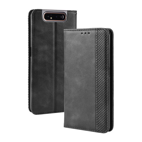 Custodia Portafoglio In Pelle Cover con Supporto BY4 per Samsung Galaxy A80 Nero