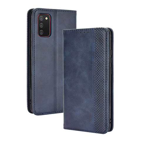 Custodia Portafoglio In Pelle Cover con Supporto BY4 per Samsung Galaxy F02S SM-E025F Blu