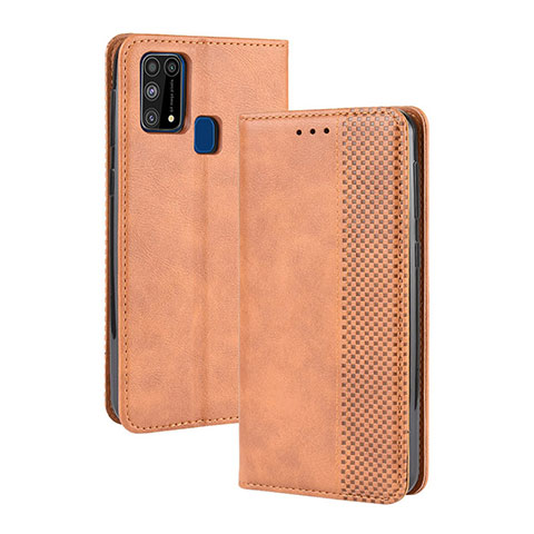 Custodia Portafoglio In Pelle Cover con Supporto BY4 per Samsung Galaxy M31 Marrone