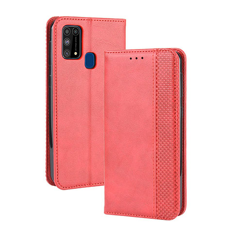 Custodia Portafoglio In Pelle Cover con Supporto BY4 per Samsung Galaxy M31 Prime Edition Rosso