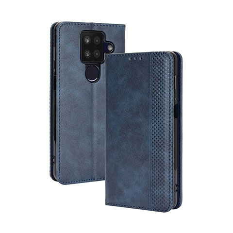 Custodia Portafoglio In Pelle Cover con Supporto BY4 per Sharp Aquos Sense4 Plus Blu