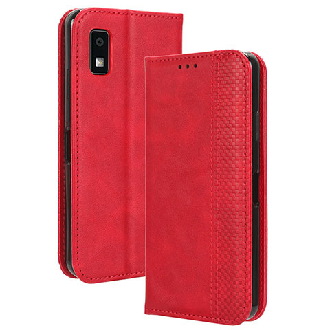 Custodia Portafoglio In Pelle Cover con Supporto BY4 per Sharp Aquos wish3 Rosso