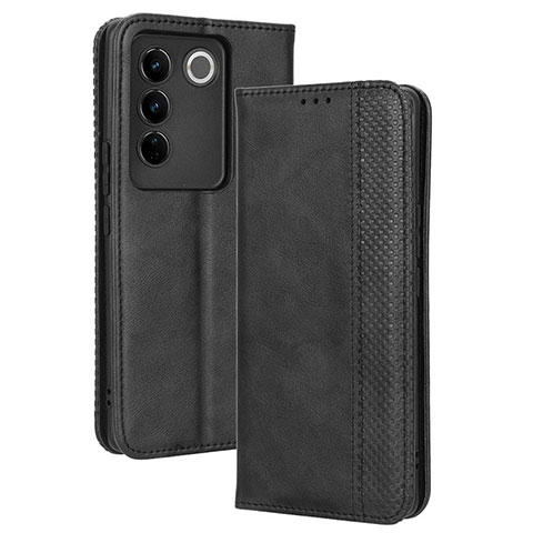 Custodia Portafoglio In Pelle Cover con Supporto BY4 per Vivo V27 Pro 5G Nero