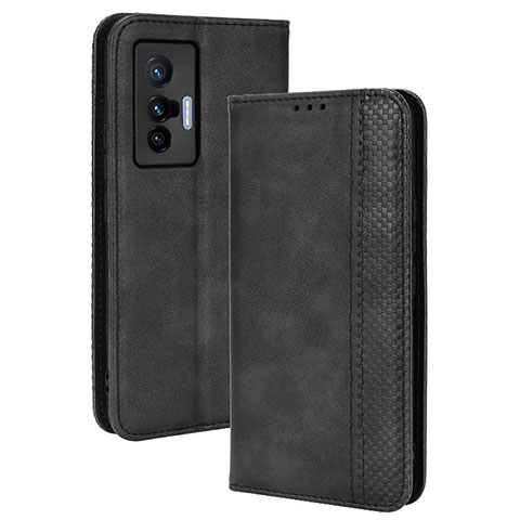 Custodia Portafoglio In Pelle Cover con Supporto BY4 per Vivo X70 5G Nero