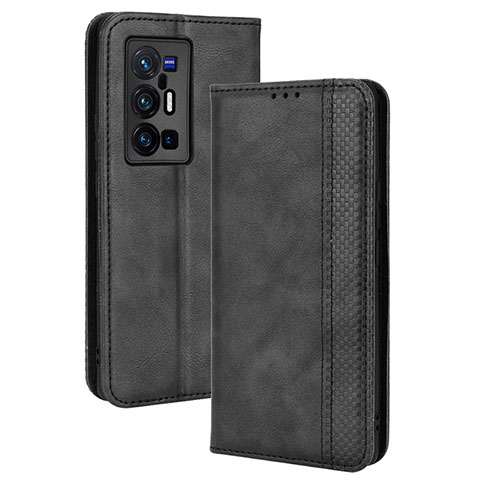 Custodia Portafoglio In Pelle Cover con Supporto BY4 per Vivo X70 Pro+ Plus 5G Nero