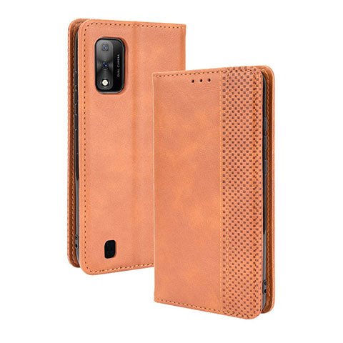 Custodia Portafoglio In Pelle Cover con Supporto BY4 per Wiko Ride 3 Marrone